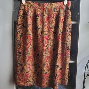 Talbots Multicolor Paisley Pencil Skirt